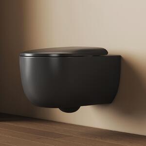 EMKE Závěsné WC, technika Superspin, jednootvorové, 355x365x555mm, keramické, úsporné, přímé splachování, sedátko Soft-Close, černá matná