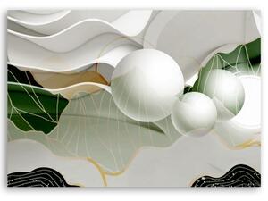 Obraz na plátně, Zelená abstrakce s 3D koulemi - 60x40 cm
