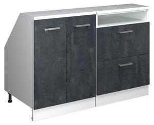 Kuchyňská skříňka pod šikmou střechu Vicco R-Line Černý beton 120 cm Sada 2 korpusů skříně hloubka 60 cm, Model 59980