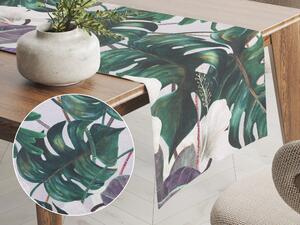 Biante Dekorační běhoun na stůl Leona LN-146 Tropické listy s květy na režném 20x120 cm