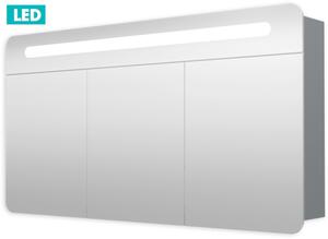 Zrcadlová skříň 120 cm, 3 dveře, LED osvětlení, zásuvka+vypínač, IP44 GALPIR120LED