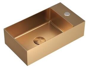 Závěsné umyvadlo v barvě rosegold SAT Aurum 40x22 cm bez přepadu SATAUR4022BRG