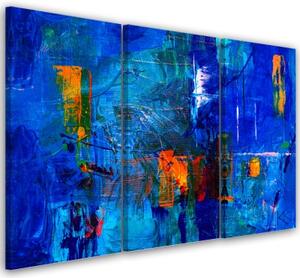 Obraz na plátně třídílný, Modrá abstrakce ruka -napadeno - 90x60 cm