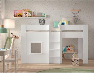 Bílá vyvýšená dětská postel z borovicového dřeva 90x200 cm RENO – Vipack