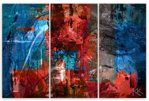 Obraz na plátně třídílný, Červená ruka -nakládaná abstrakce - 60x40 cm