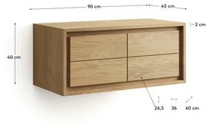 Hnědá závěsná skříňka pod umyvadlo z teakového dřeva 90x40 cm Kenta – Kave Home