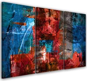 Obraz na plátně třídílný, Červená ruka -nakládaná abstrakce - 150x100 cm