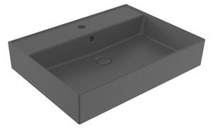 Umyvadlo SAT Infinitio 60,5x46,5 cm černá mat otvor pro baterii uprostřed SATINF6046BKM