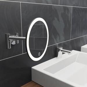 Kosmetické zrcátko s LED osvětlením REIKA Saku chrom/černá lesklá Ø 15 cm 81004266
