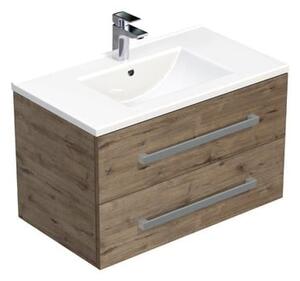Koupelnová skříňka s umyvadlem SAT Cube Way 80x53x46 cm dub Wellington mat CUBE46802DWMOD