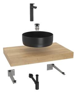 Koupelnová sestava Siko s deskou pod umyvadlo Dolce 80x8x50 cm dub halifax KSETDO10