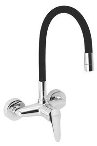 Dřezová baterie Novaservis Titania Iris New se silikonovým ramínkem 150 mm černá-chrom 94480,0C