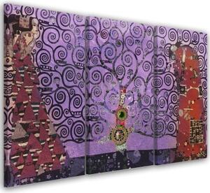Obraz na plátně třídílný, Purple Tree of Life Abstraction - 90x60 cm