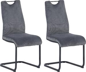 ByLIVING Sada dvou křesel CAPRI, potah šedý, konstrukce černá, s područkami a pohodlným polstrováním, křesla, čalouněná křesla, rozměry: šířka 44 cm, výška 88 cm, hloubka 55 cm