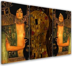 Obraz na plátně třídílný, Judyta s hlavou Holofernes - 120x80 cm