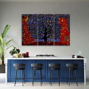 Obraz na plátně třídílný, Abstrakce modrého stromu života - 150x100 cm