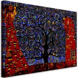 Obraz na plátně, Abstrakce modrého stromu života - 90x60 cm