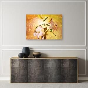 Obraz na plátně, Lily na žlutém pozadí - 120x80 cm