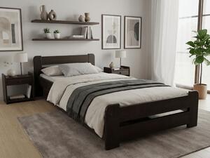 Postel Laura 90 x 200 cm, ořech s lamelovým roštem a matrací Deluxe 10 cm