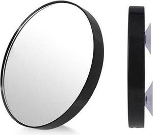Jumada - Zrcátko na make-up - zrcátko - zvětšovací zrcátko - 10x zvětšení - přísavky - kulaté - černé - průměr: 9 cm