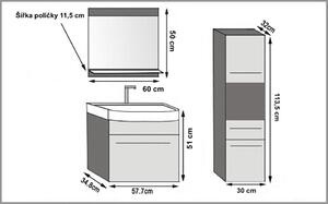 Koupelnová sestava - BELA BÍLÁ / ZLATÝ DUB 60 cm + skříňka