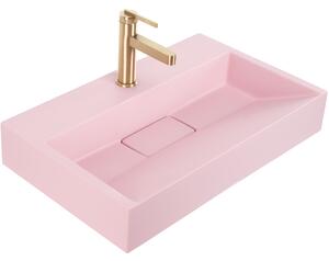 Rea Goya, umyvadlo z konglomerátu na desku/závěsné, 60 cm, růžová matná, REA-U4411