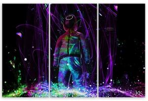 Obraz na plátně třídílný, Neonový hráč - 60x40 cm
