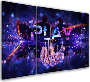Obraz na plátně třídílný, Neon s nápisem - 150x100 cm