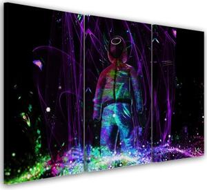 Obraz na plátně třídílný, Neonový hráč - 150x100 cm