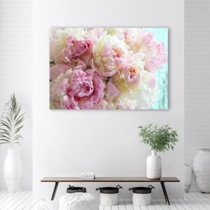 Obraz na plátně, Růžové kovové květy - 60x40 cm