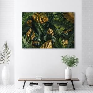 Obraz na plátně, Zlaté tropické listy - 90x60 cm