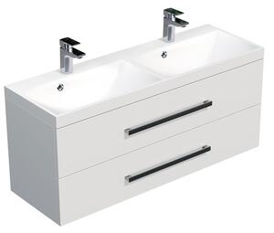 Koupelnová skříňka s dvojumyvadlem SAT Cube Way 120x40 cm bílá lesk CUBE2120ZBL