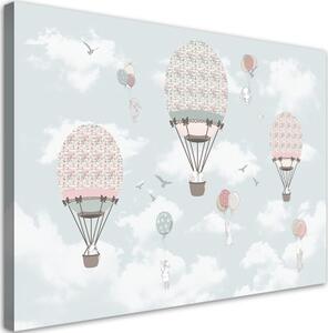 Obraz na plátně, Barevné balónové letové zvířata - 60x40 cm