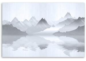 Obraz na plátně, Hory na abstrakci jezera - 60x40 cm