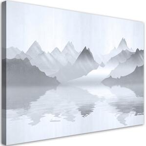 Obraz na plátně, Hory na abstrakci jezera - 90x60 cm