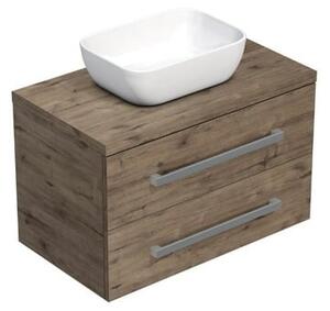 Koupelnová skříňka s krycí deskou SAT Cube Way 80x53x46 cm dub Wellington mat CUBE46803DW45