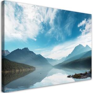 Obraz na plátně, Jezero na pozadí hor - 90x60 cm