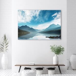 Obraz na plátně, Jezero na pozadí hor - 60x40 cm