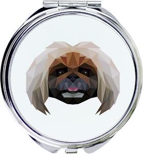 Pekingese, pekingský palácový pes - Zrcadlo značky Art-Dog s fotografií pekingese a geometrickým vzorem