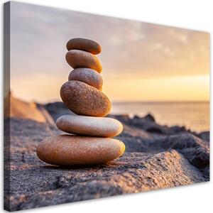 Obraz na plátně, Kameny na pláži Zen - 120x80 cm