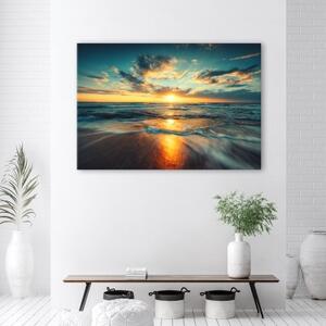 Obraz na plátně, Pláž Sea Sunset Beach - 60x40 cm