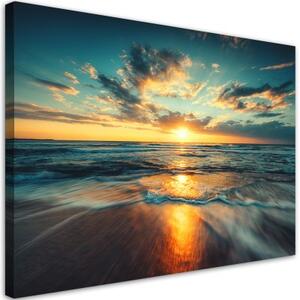 Obraz na plátně, Pláž Sea Sunset Beach - 90x60 cm