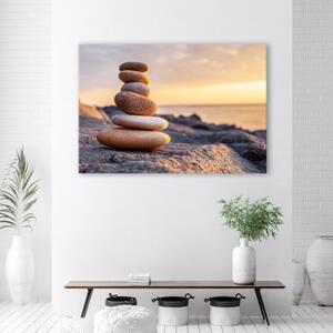 Obraz na plátně, Kameny na pláži Zen - 60x40 cm