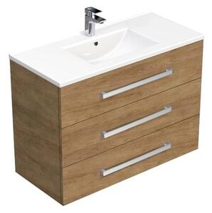 Koupelnová skříňka s umyvadlem SAT Cube Way 100x76,5x46 cm dub Hickory CUBE461003DHMOD