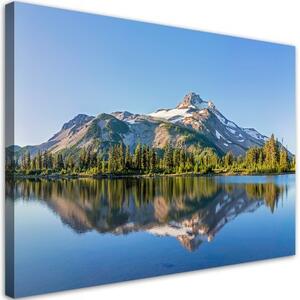 Obraz na plátně, Krajina lesního horského jezera - 90x60 cm