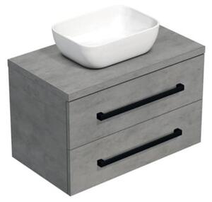 Koupelnová skříňka s černou úchytkou a krycí deskou SAT Cube Way 80x47,5x46 cm beton mat CUBE46C803BE45