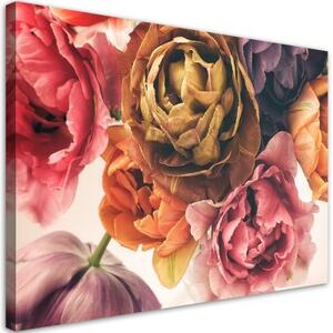 Obraz na plátně, Kytice barevných květin - 90x60 cm