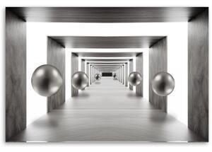 Obraz na plátně, Tunel stříbrné 3D koule - 60x40 cm