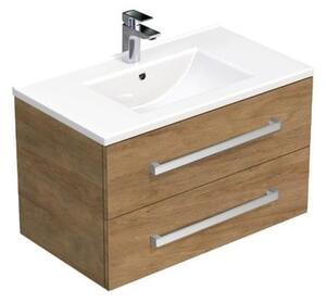 Koupelnová skříňka s umyvadlem SAT Cube Way 80x53x46 cm dub Hickory CUBE46802DHMOD