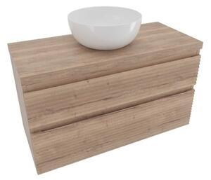 Koupelnová skříňka 2 zásuvková s krycí deskou Naturel Savona 98x53x44,8 cm dub Halifax mat SAVONA2100DHD